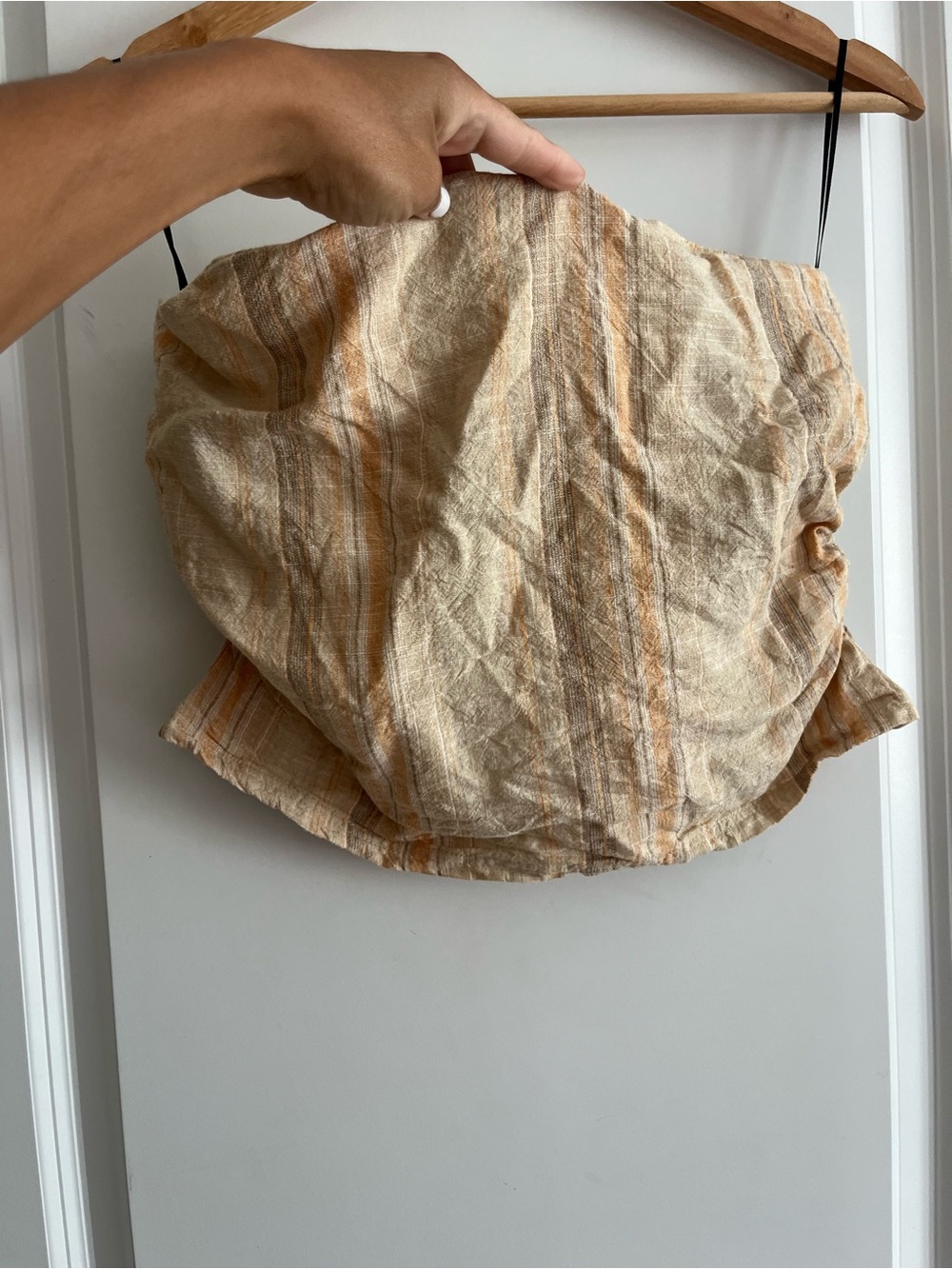 H&M tan orange striped tube top sz M